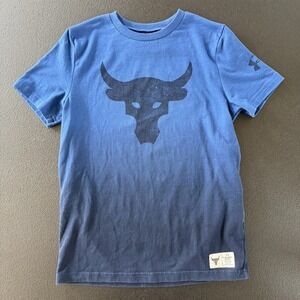 Under Armour Project Rock Kids Shirt Youth Size Medium Blue Ombre Stretch
